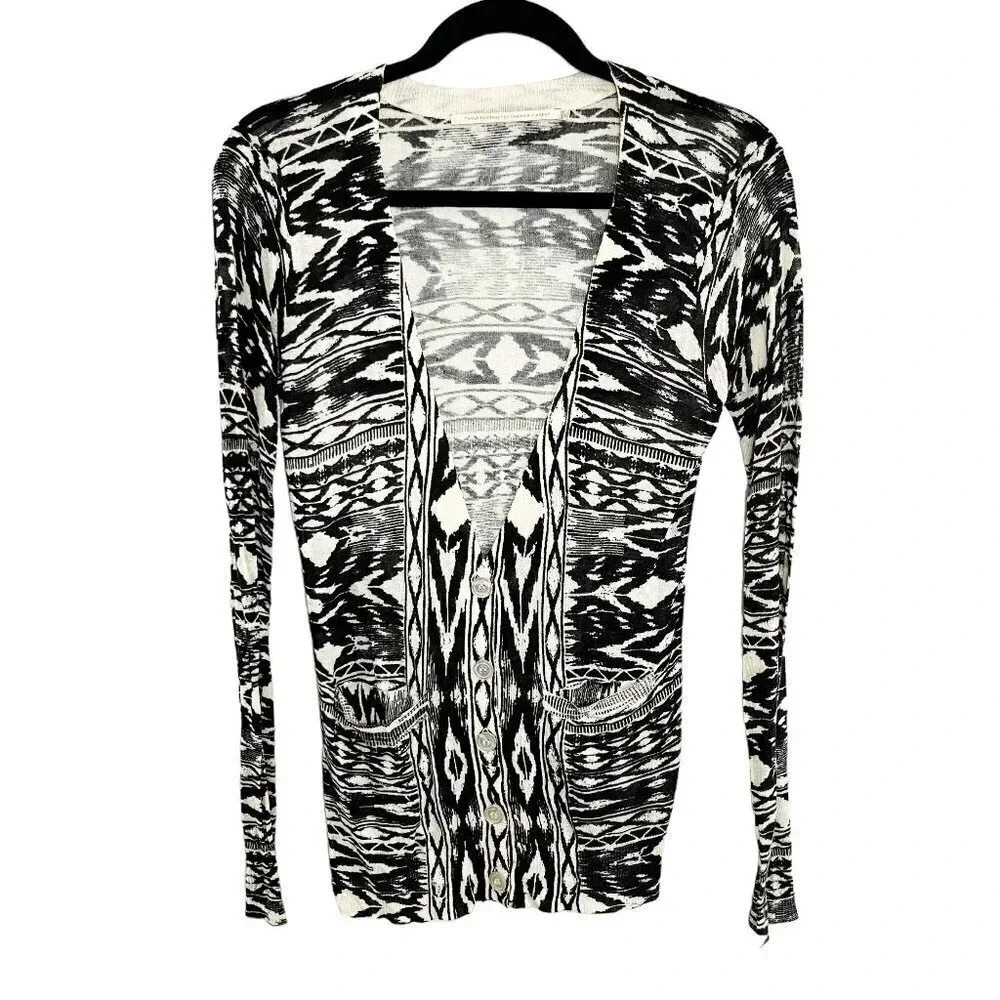 Twelfth Street by Cynthia Vincent Black & White Ikat Cardigan Women's Size Small